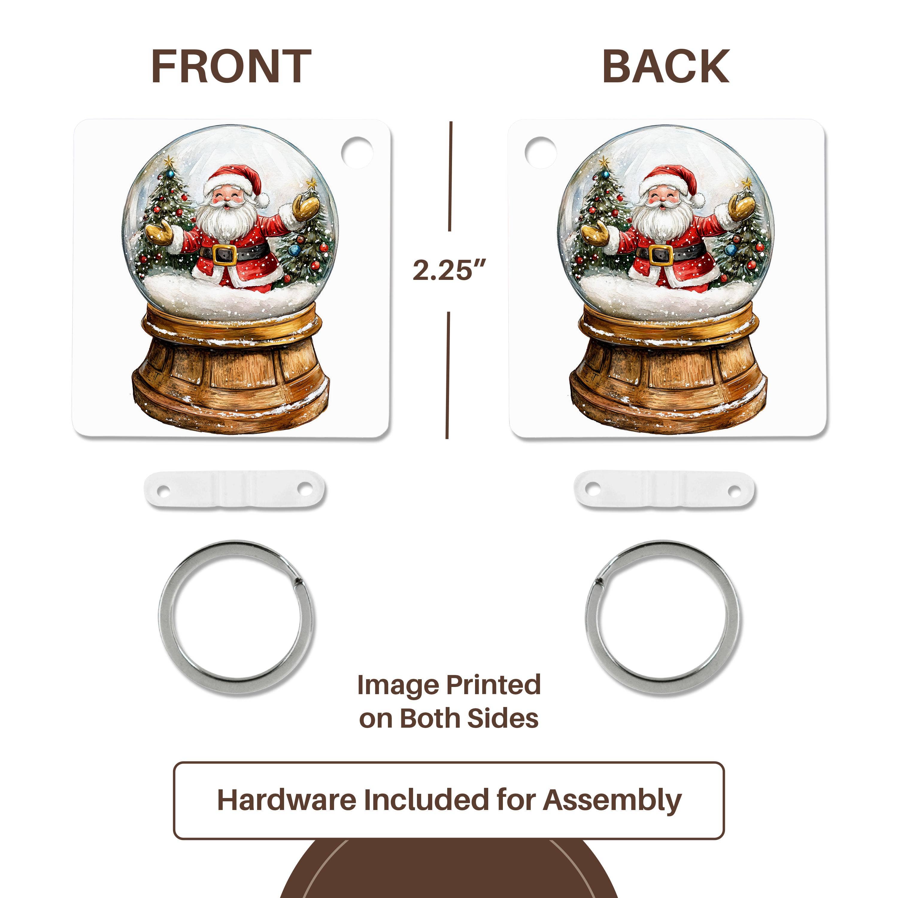 3dRose - Vente Porte-clés – unisexe - 3dRose, Boule à neige de Noël avec Père Noël, Porte-clés4