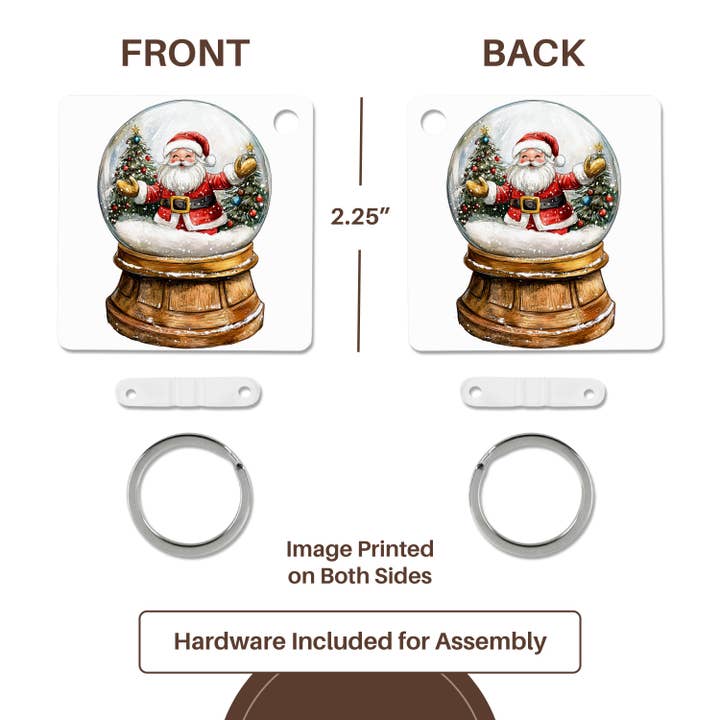 3dRose - Vente Porte-clés – unisexe - 3dRose, Boule à neige de Noël avec Père Noël, Porte-clés4