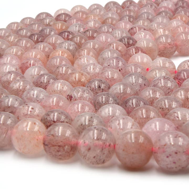 Strawberry Quartz Beads | 6mm, 8mm, 10mm Smooth Round Beads | Gemstone Beads for wholesale by Only Beads