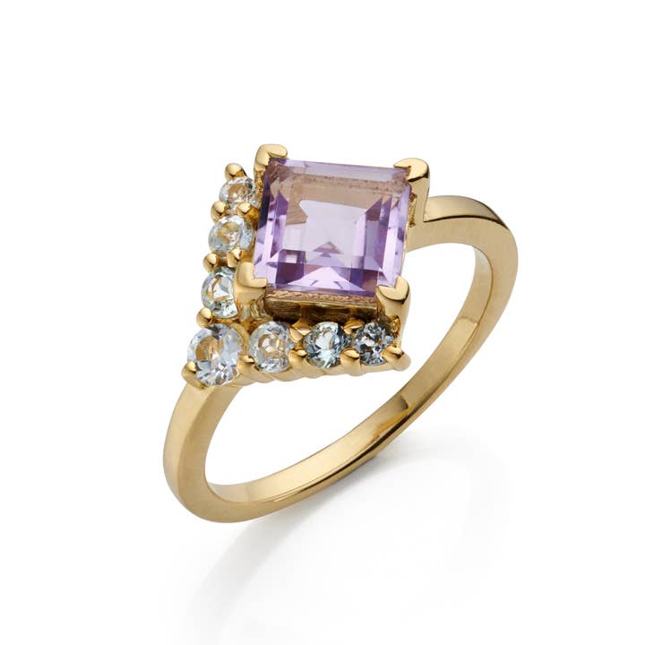 AMETHYST & PALE BLUE TOPAZ RING for wholesale by Fool's Gold Jewellery