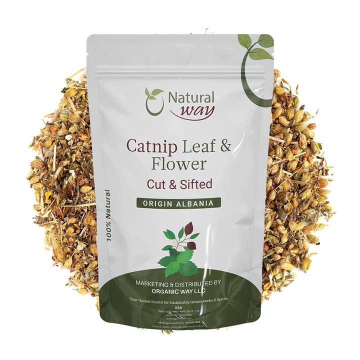 Organic Way LLC - Vendita all'ingrosso Erba gatta - Foglia e Fiore di Erba Gatta Naturale Tagliati e Setacciati0