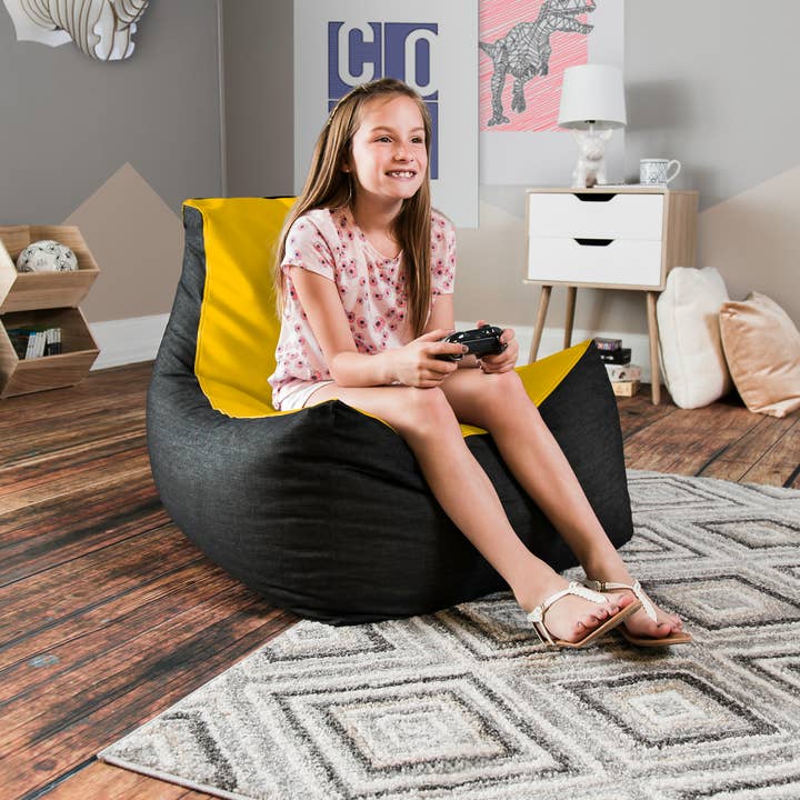 LuvU - Wholesale Chair - Jaxx Pixel Gamer Bean Bag Chair, Premium Vinyl / Dark Denim4