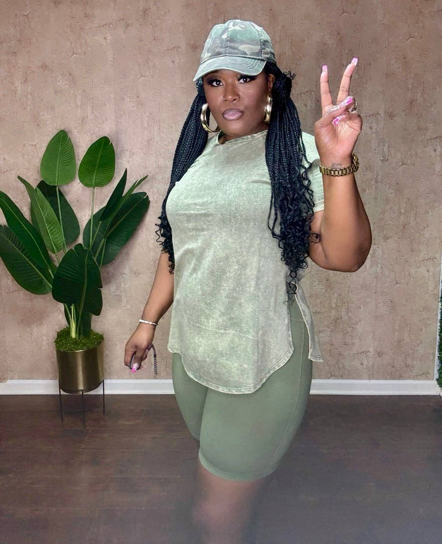 Ash Olive ACID WASHED BIKER SET (Ash Olive) for wholesale on Faire4