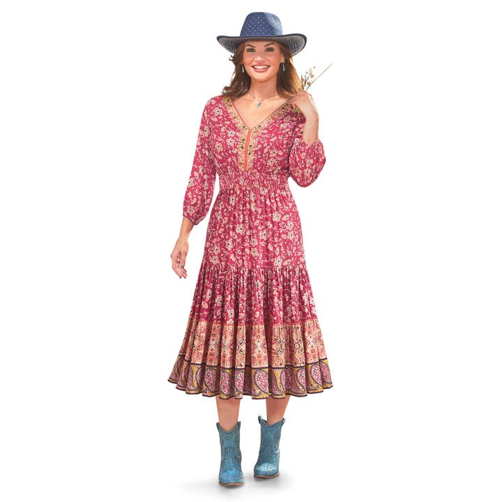 Morgan Border Print Dress for wholesale by Back in the Saddle