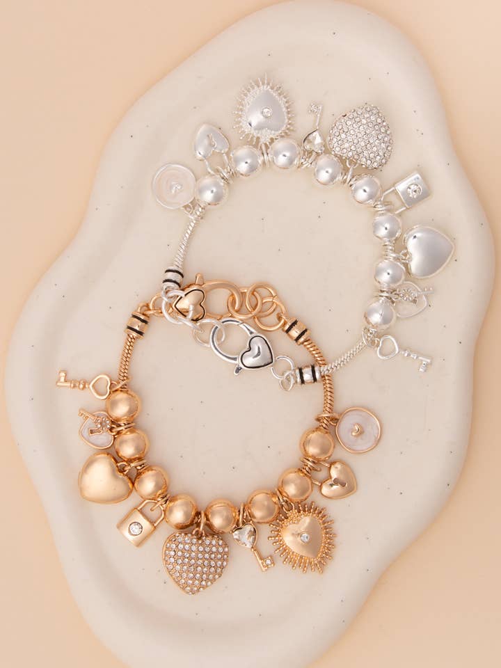 Charm Bracelet with Crystal Rhinestone Embellished for wholesale by SP Sophia Collection