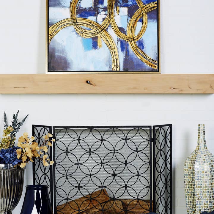 Contemporary Black Metal Fireplace Screen for wholesale by Deco Marché