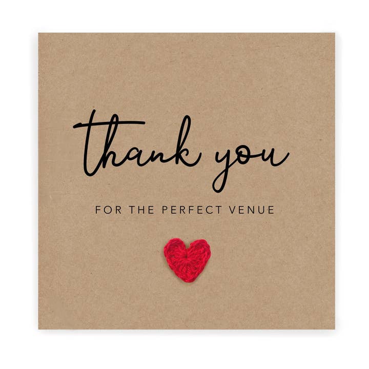 Thank You For Our Perfect Venue, Wedding Venue Thank You Car for wholesale by Fifi's Handcrafted