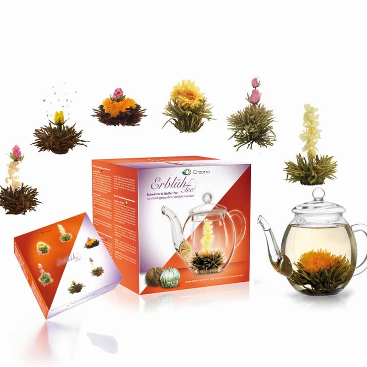 Creano – wholesale Tea set – Creano tea flowers mix - gift set blooming tea with glass jug