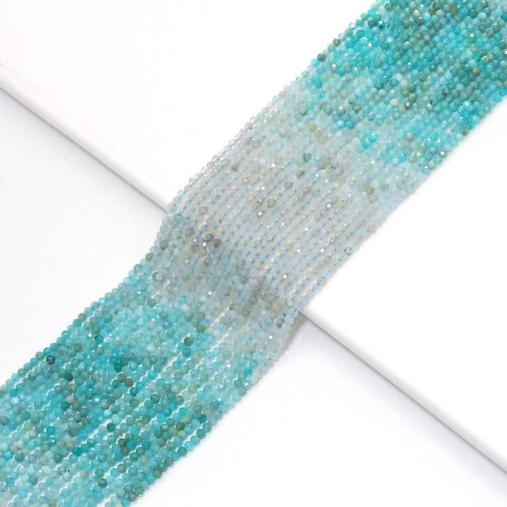 BestBeads&Beyond - Wholesale Beads - Genuine Amazonite Round Faceted Beads, 2mm, Sku#U15051