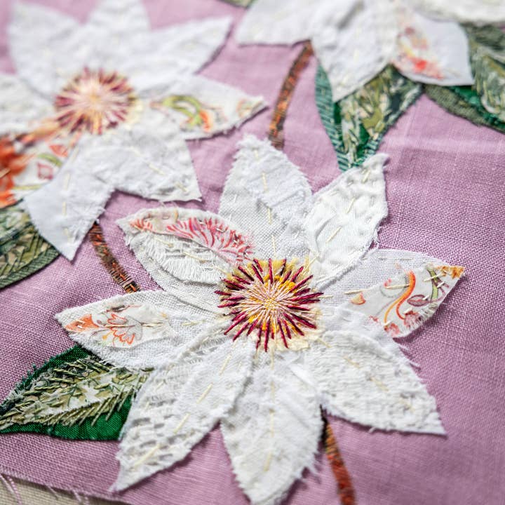 Wattle&Loop – wholesale Embroidery/cross-stitch supplies – Clematis Purple Slow Stitching Kit