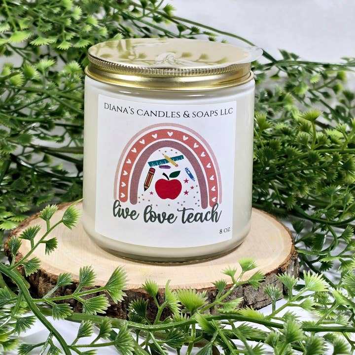 Live, Love Teach Candle for wholesale by Queen's Abundance Krown