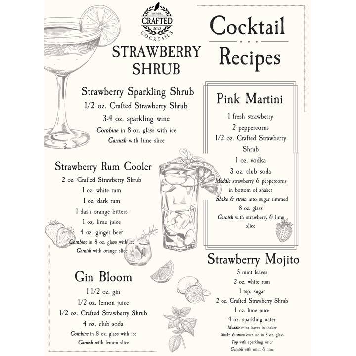 Crafted Cocktails - Wholesale Cocktail Mix/Syrup - Strawberry Shrub - Cocktail Enhancer & Soda Flavoring11