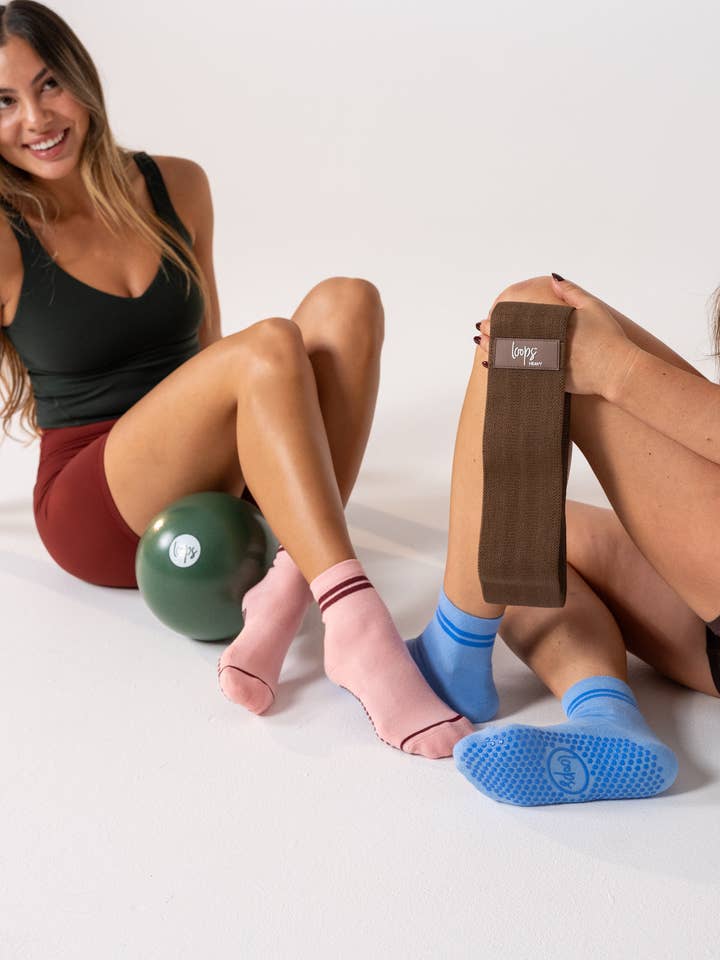 Reformer Loops - Wholesale Socks - Women's - Studio Socks - Blue Stripe3