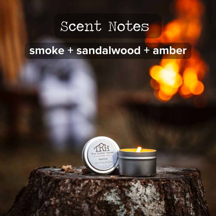 Bonfire | Silver Travel Tin Soy Candle | 4oz. for wholesale by The Rustic House