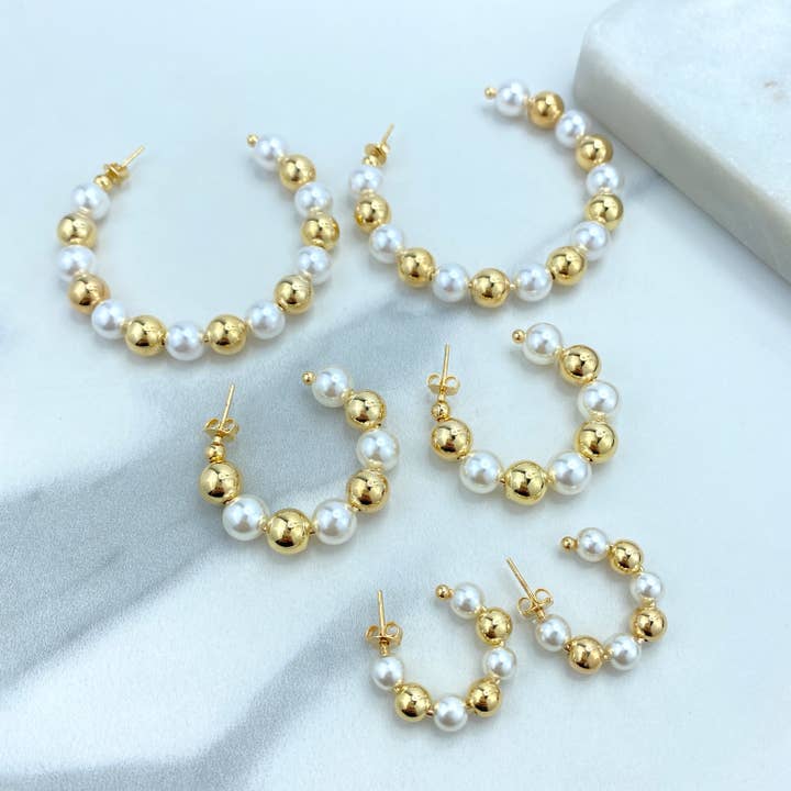 18k vergoldeter offener Perlenreifen, Goldperlen und simulierte Perlen-C-Reifen, 24mm, 35mm oder 55mm Perlenreifen für den Großhandel von Luxus Accessories