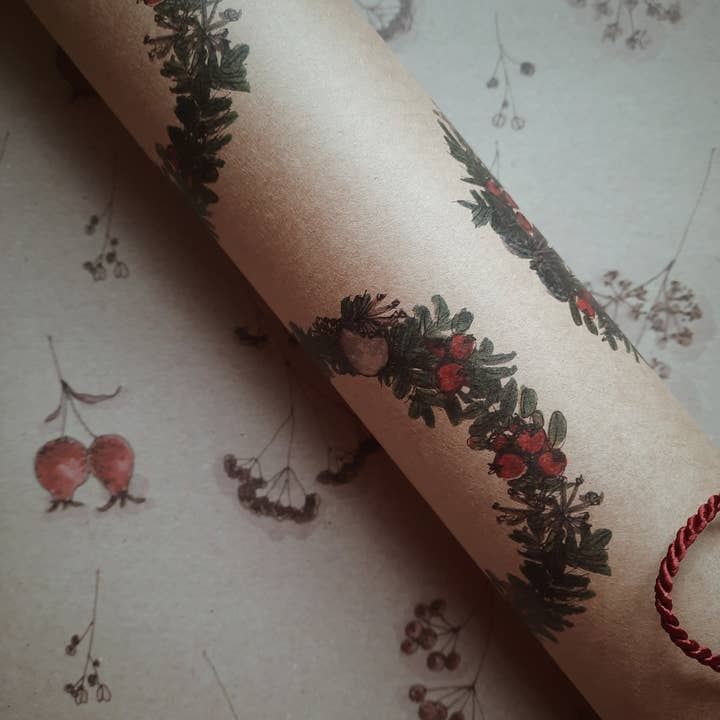 MyDesignPictures - Wholesale Flat Wrap - Christmas Wreath Kraft Wrapping Paper