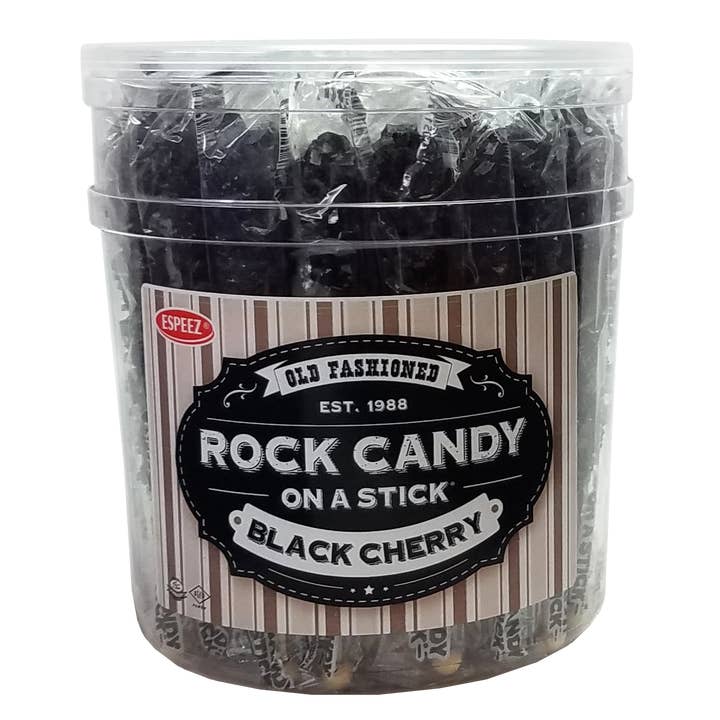 Candy Barn Express - Wholesale Hard Candy - Rock Candy On A Stick - Black Cherry - 36 Ct. Tub