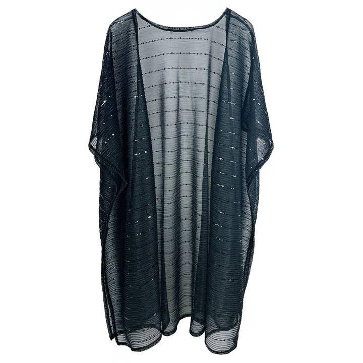 Fashion City – Engroshandel Kimono - Dame – Gennemsigtig Glitter Strip Summer Lurex Kimono