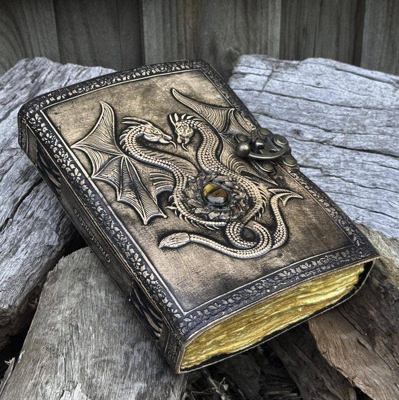 Jay mataji Handicrafts - Venta al por mayor Diario/agenda - Diario de cuero Doble Dragón personalizado | 240 páginas vintage1