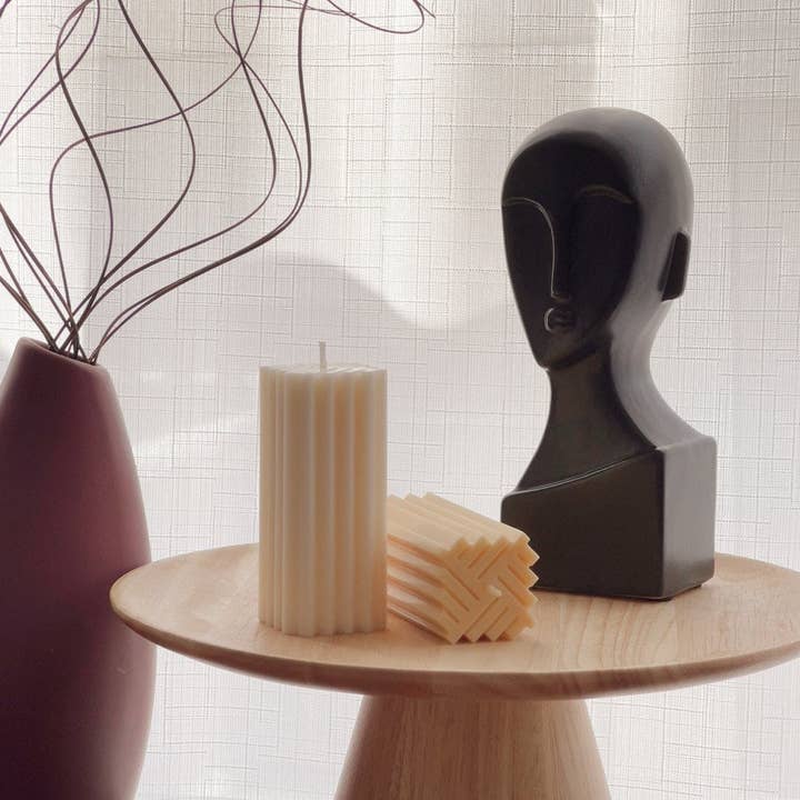 Geometric Pillar Soy Wax Candle: Modern Minimalist Decor for wholesale by Estelle Studio