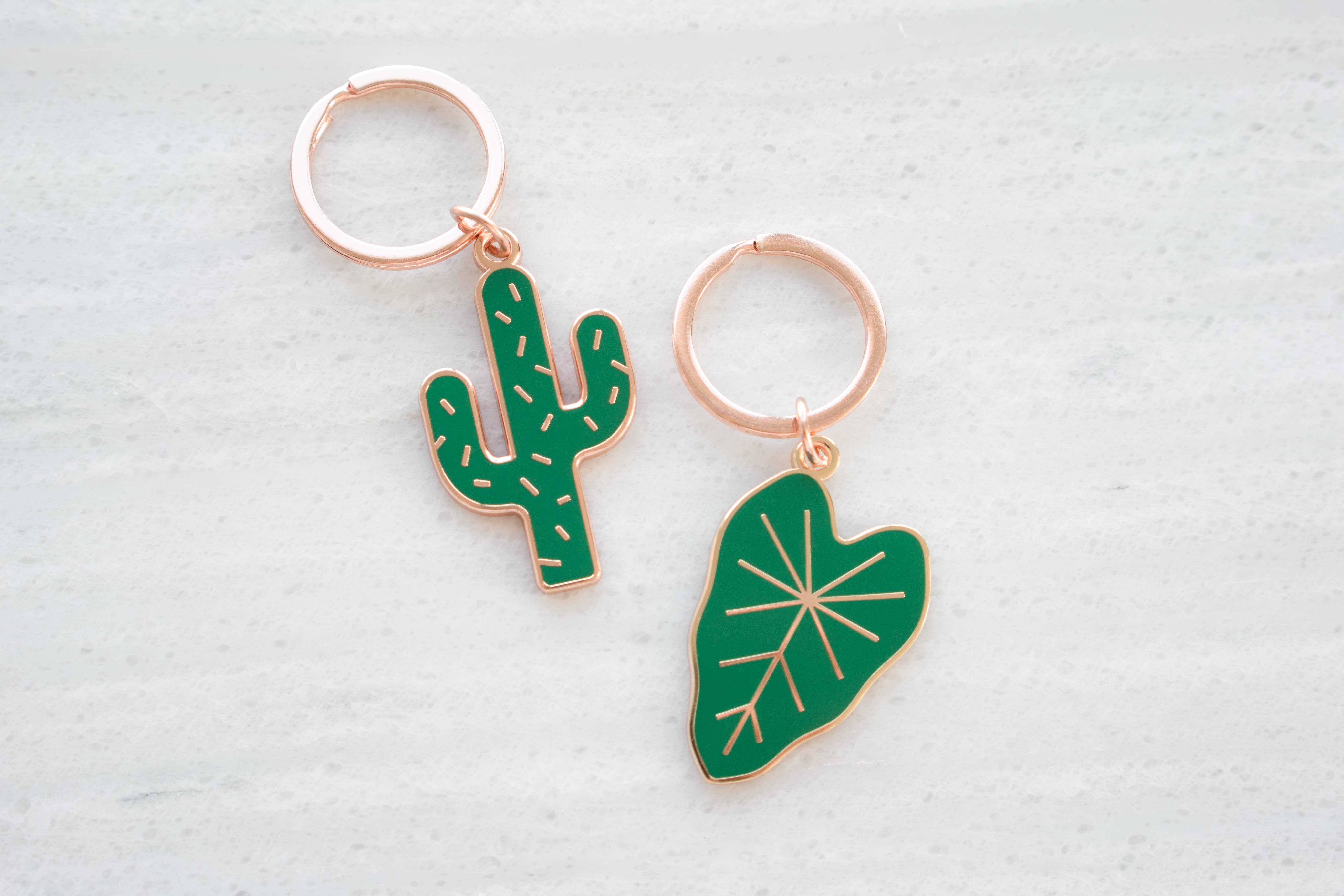 Rose Gold green Cactus Keychain for wholesale on Faire1