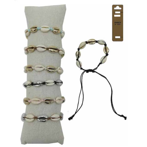 Silver and Gold Cowrie Bracelets - Pack of 35 for wholesale by Samba de roda