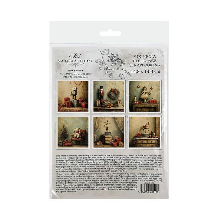 ITD Collection - Wholesale Scrapbook - RSM198 rice paper 6 different graphics 15x15 cm / 5.8x5.8 in2