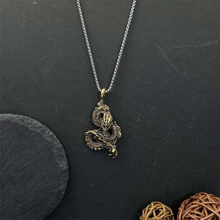 GemMeet - Wholesale Pendant/Charm Necklace - Domineering Chinese Dragon Retro Hip-Hop Pendant 2