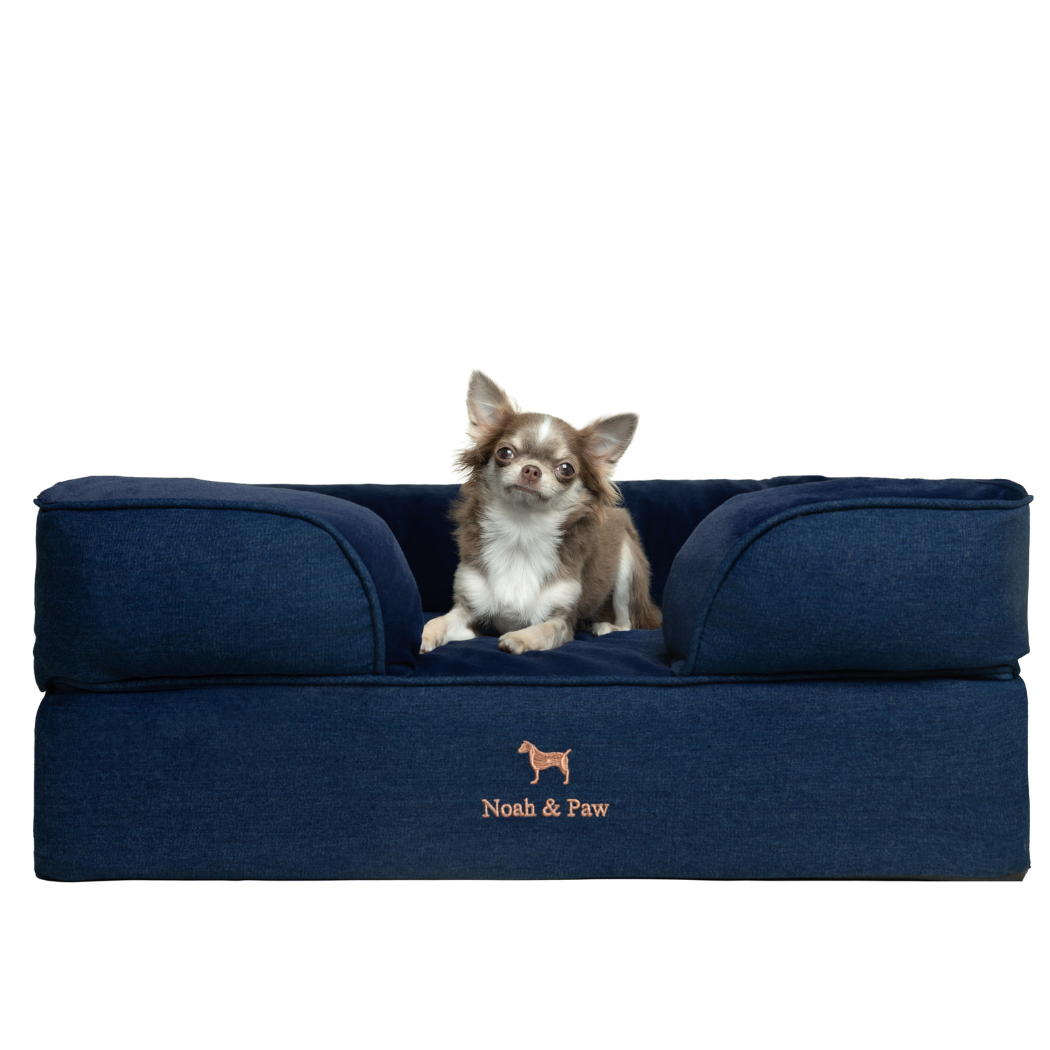 NOAH AND PAW LLC – Großhandel Haustierbett – Katze/Hund – Orthopädisches Haustierbett aus Denim, Memory-Schaum, mit kühlendem Gel durchzogen1