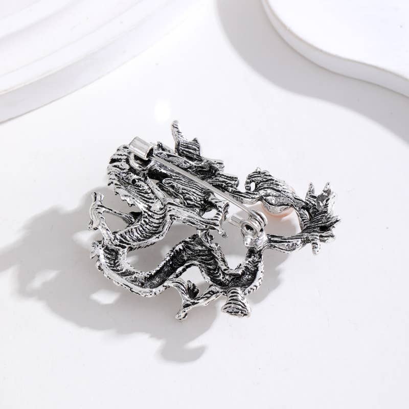 Ole - Wholesale Brooch - Chinese Style Auspicious Dragon Brooch Pin 8