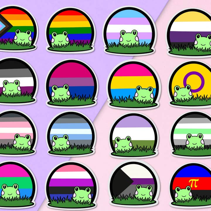 FuzziesArtDesigns - Vente Autocollant - Autocollants Frog Pride | Mignon | Agenda | Grenouilles | Kawaii