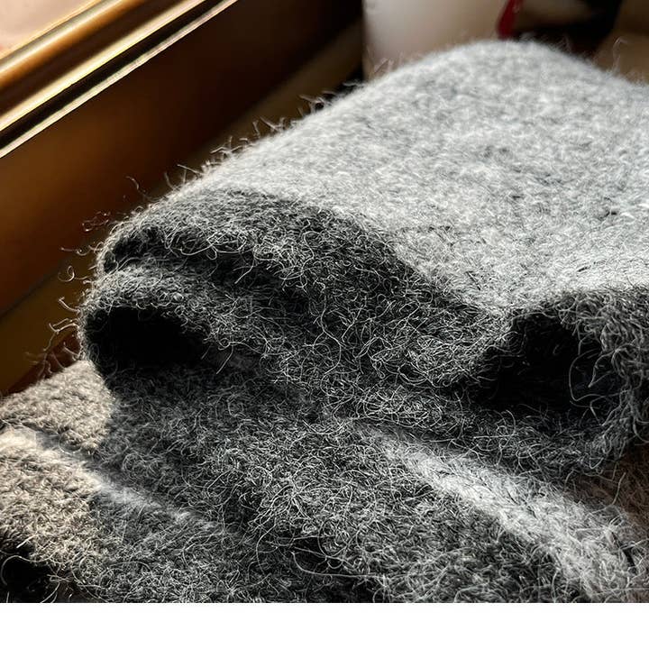 Marayn - Wholesale Scarf – Women's - Chunky Knit Colorblock Mohair Scarf Soft Chic Essential13