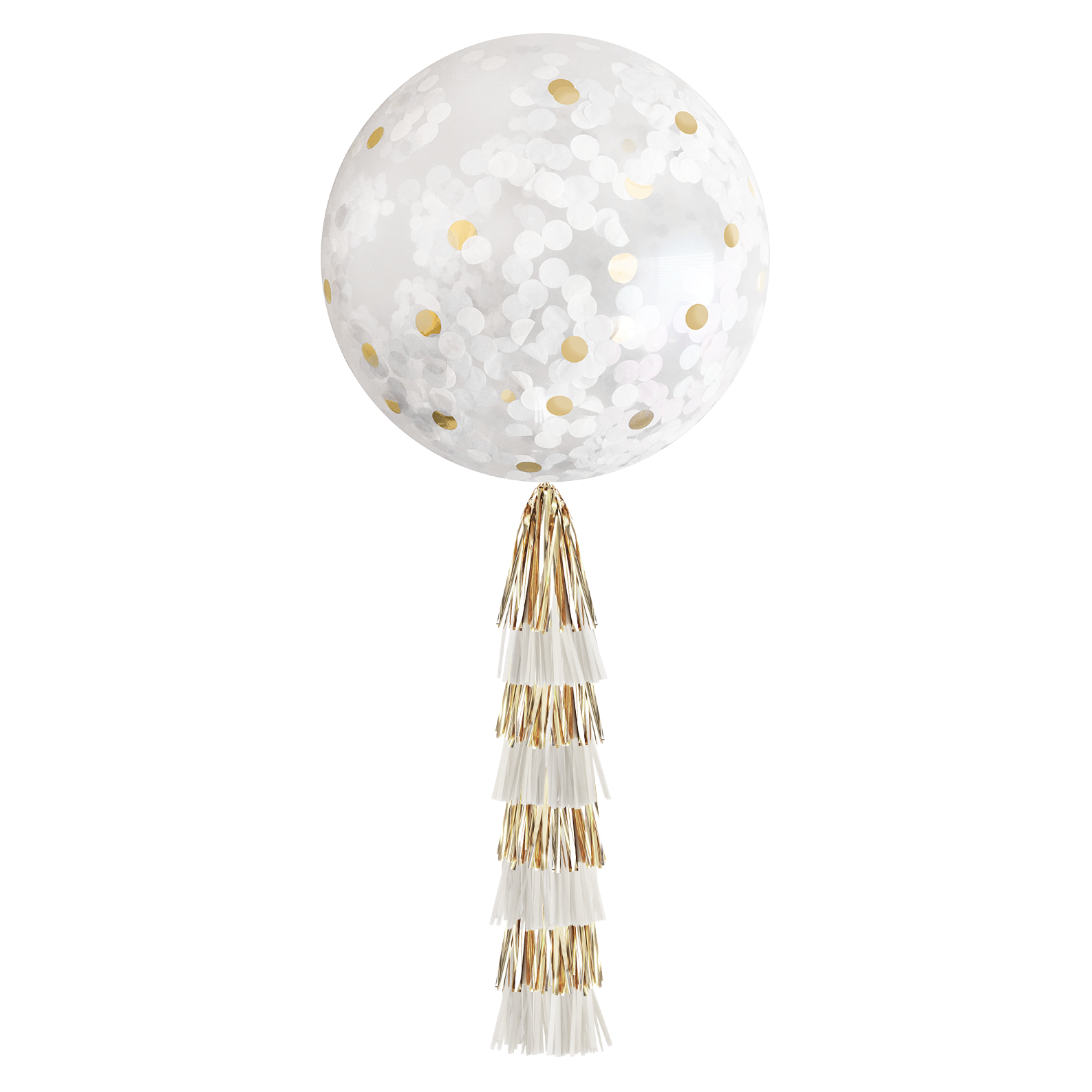 Paperboy - Wholesale Balloon - Jumbo Confetti Balloon & Tassel Tail - White & Gold0