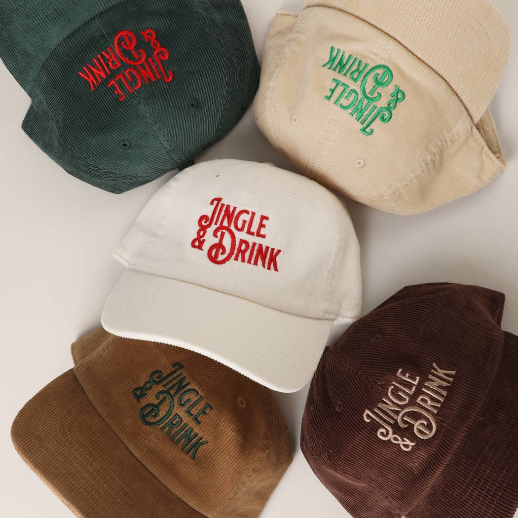 Fashion City – Engroshandel Baseballkasket - Unisex – JINGLE & DRINK Broderet Fløjl Baseball Cap3