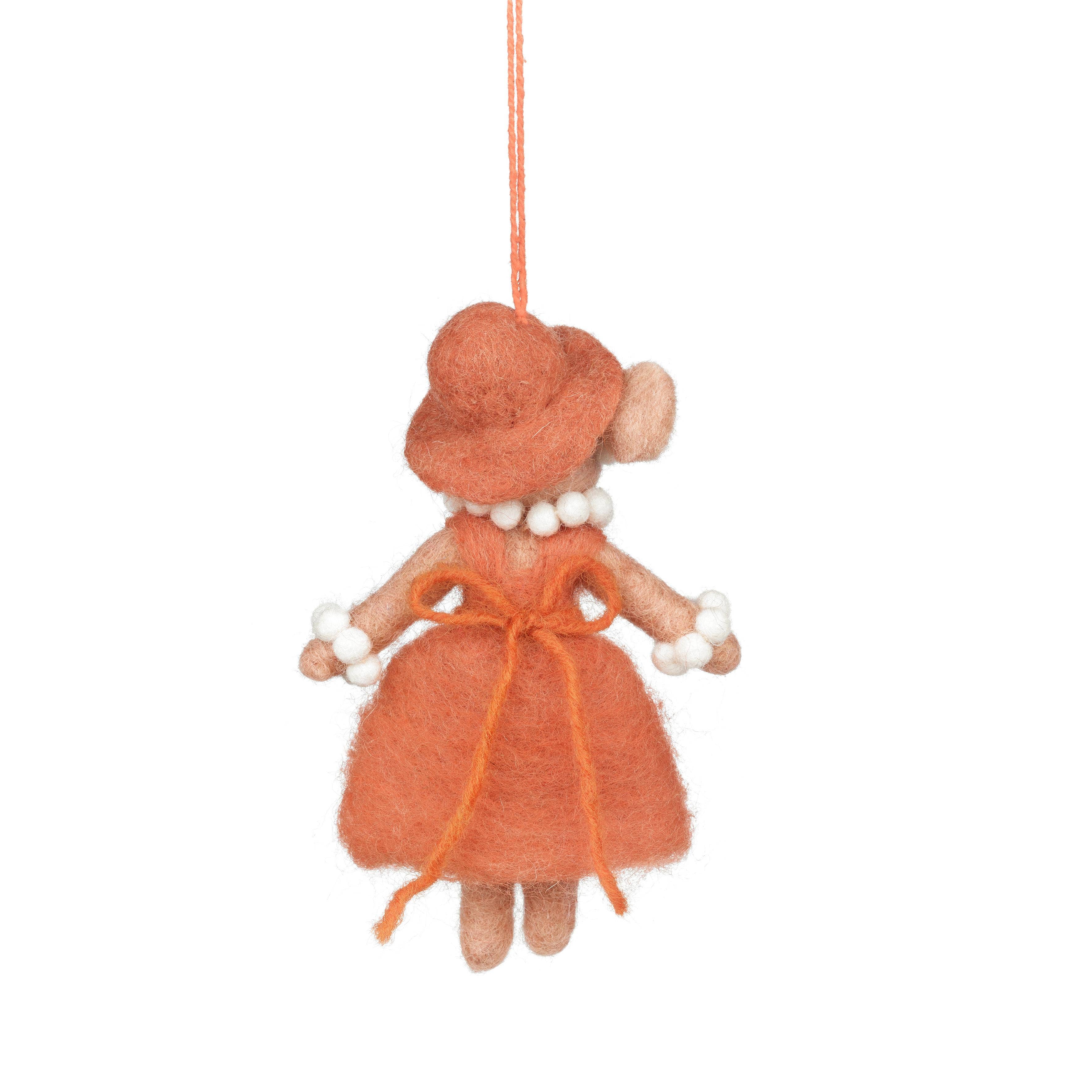 Felt So Good - Wholesale Ornament - Handmade Felt Evelyn the Mouse Hanging Decoration2