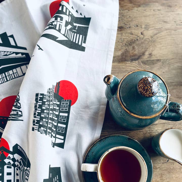 Brutalistisch Londen Zeefdruk Theedoeken, 50 x 70 cm voor wholesale door EYE FOR LONDON PRINTS