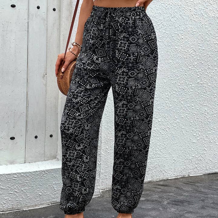 safistyle - Wholesale Pants - Women's - Ethnic Style Printed Bouquet Loose Casual Pants with Pockets4