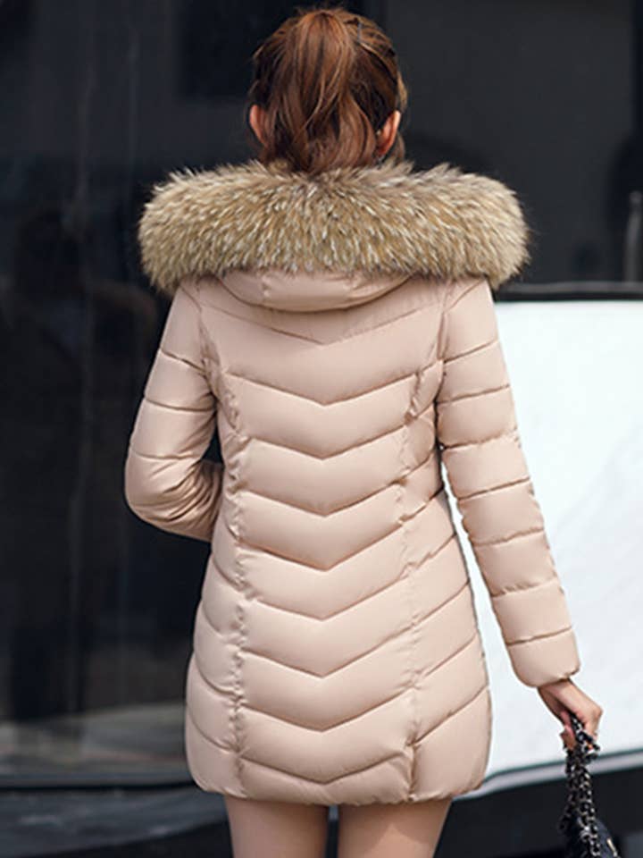 Lily Clothing - Wholesale Jacket - Women's - Thickened hooded wool-neck cotton-padded jacket11