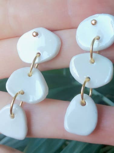 Marie Porcelain Earrings for wholesale by Chloé Terral Céramique