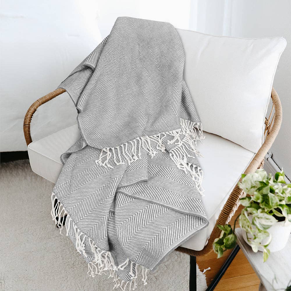 Pavilia - Wholesale Throw Blanket - Herringbone Knit Fringe Throw Blanket8