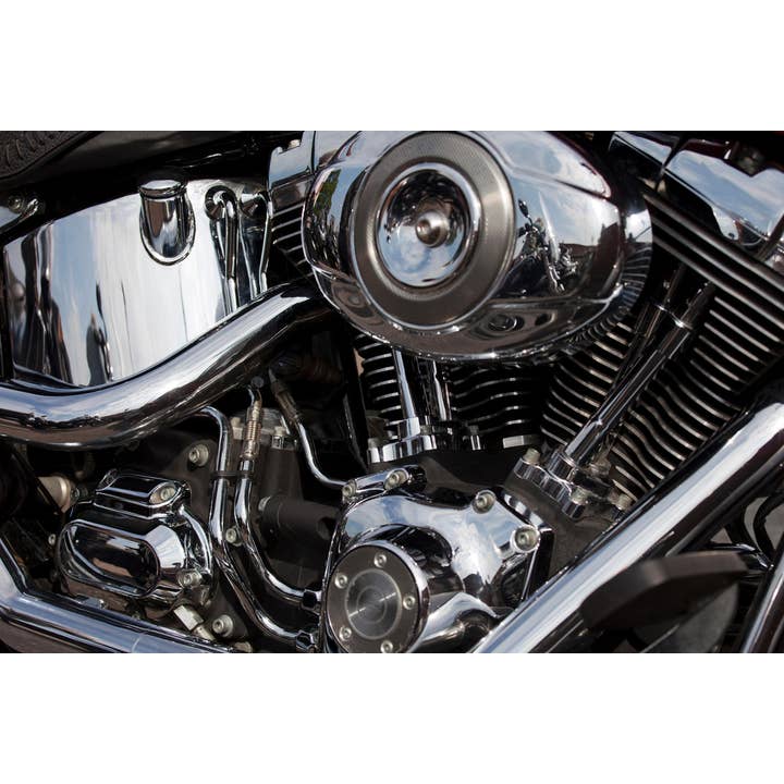 Chrome Clad Motorcycle Engine Close Up Photo Photograph Wall Art for wholesale by Gotham Gifts