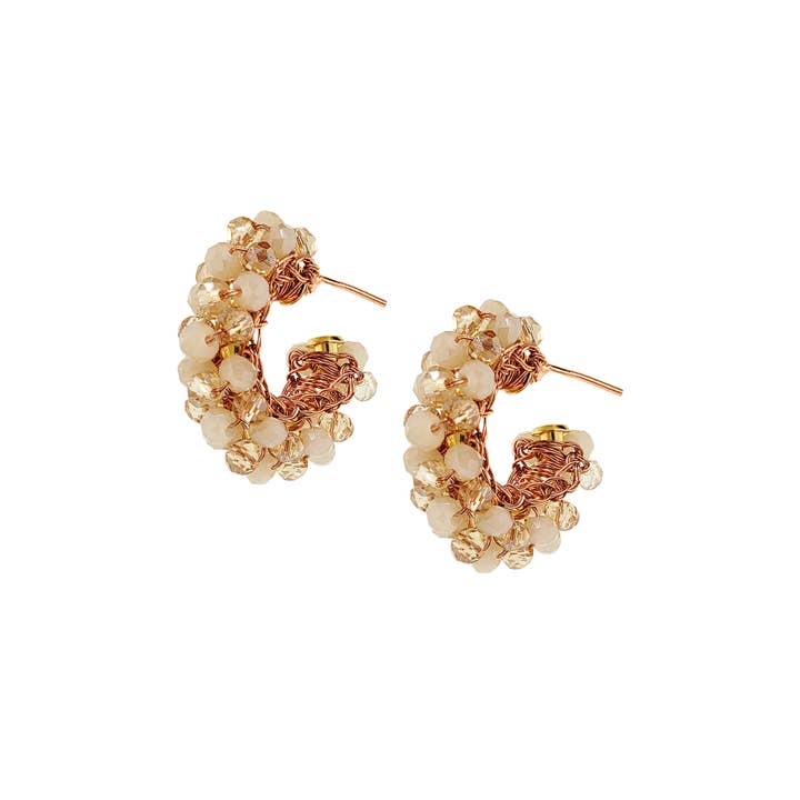 Butter Yellow Mix Dandelion Hoops Handmade Crochet Earrings for wholesale by Lavish By Tricia Milaneze