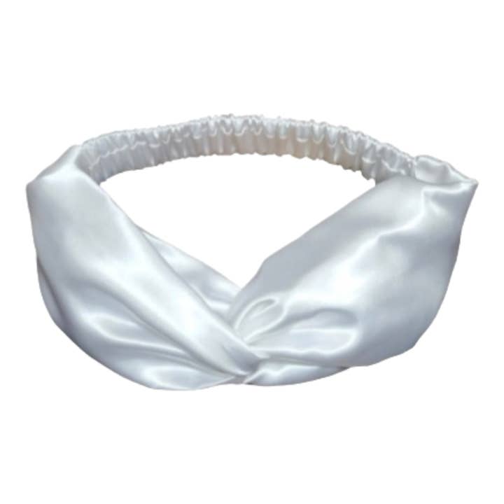 WHITE - TWISTED STYLE SATIN HEADBAND for wholesale by KayJay Creationz