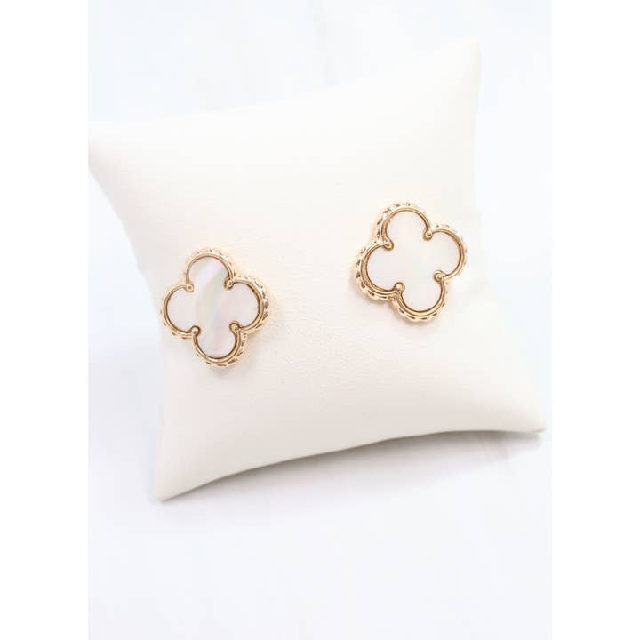Caroline Hill - Wholesale Stud/Post Earrings - McFadyen Clover Earring Mother of Pearl