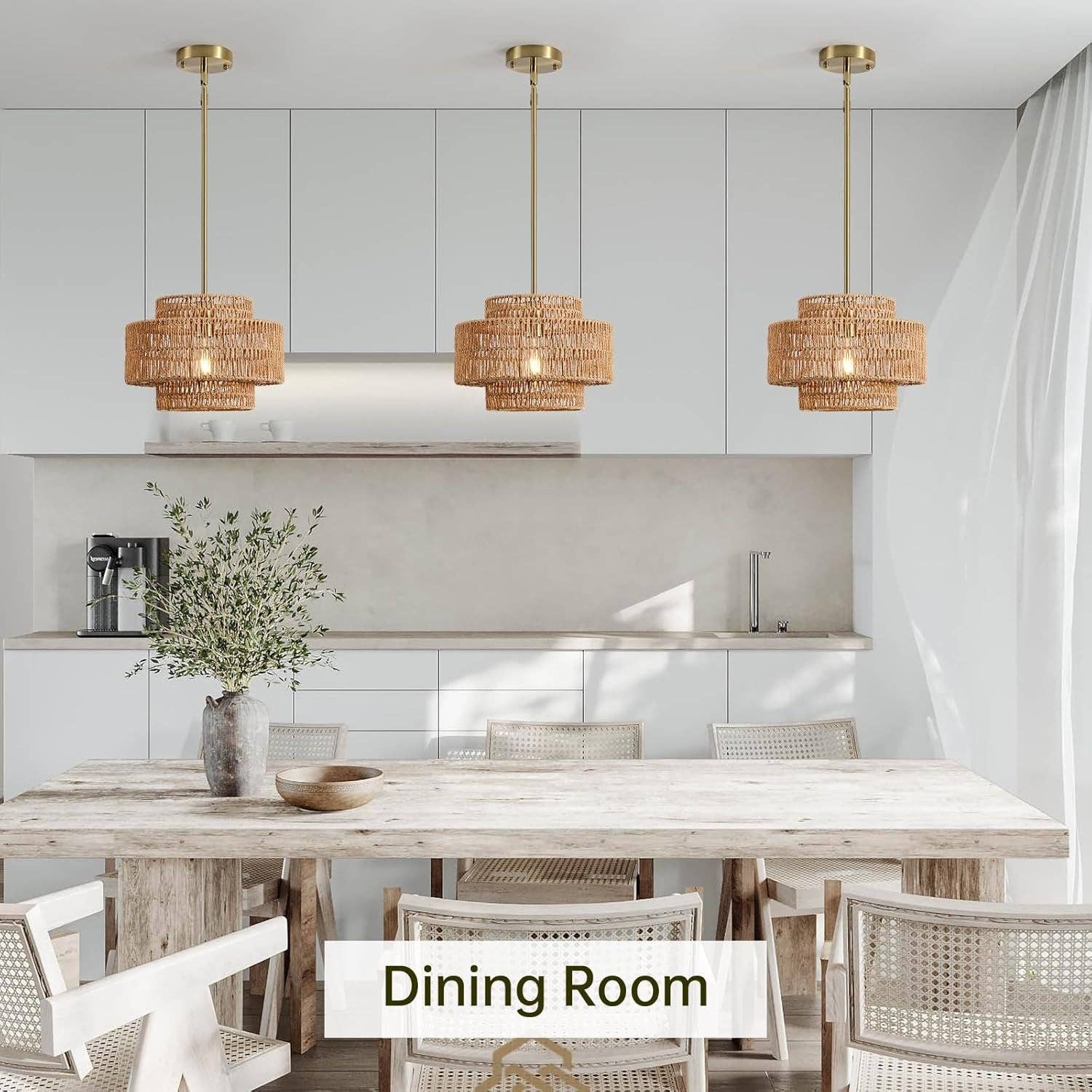 ShipItFurniture - Wholesale Chandelier/Hanging Light - Boho Rattan Chandelier Handwoven Pendant Light Natural6