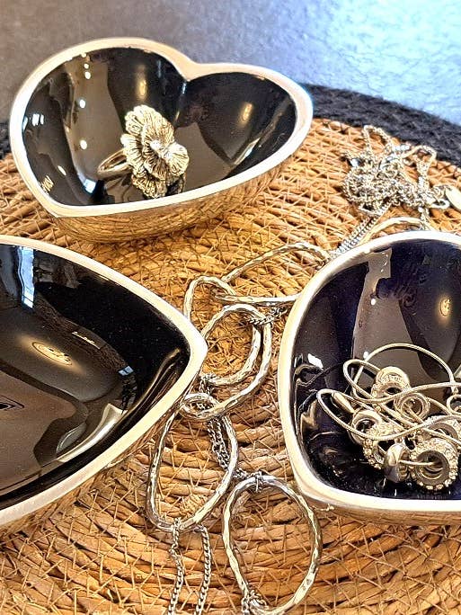 Handmade Grey Small Heart Trinket Earring Jewellery Dish for wholesale by Oh So Pretty & Green