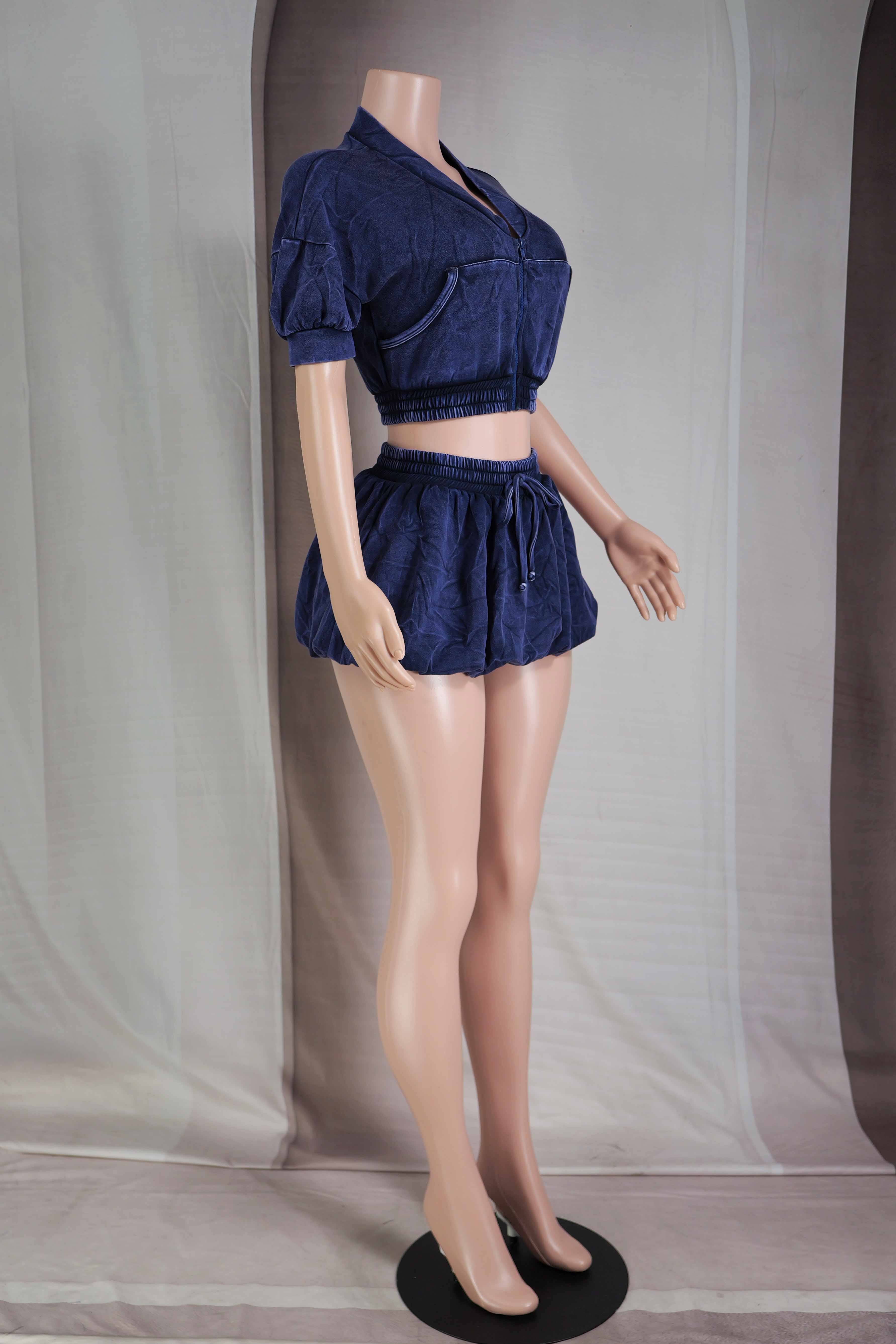 Dalia Studio – wholesale Top & skirt set – Women's – MINERAL WASH SHORT BOMBER & BUBBLE SKORT SET7