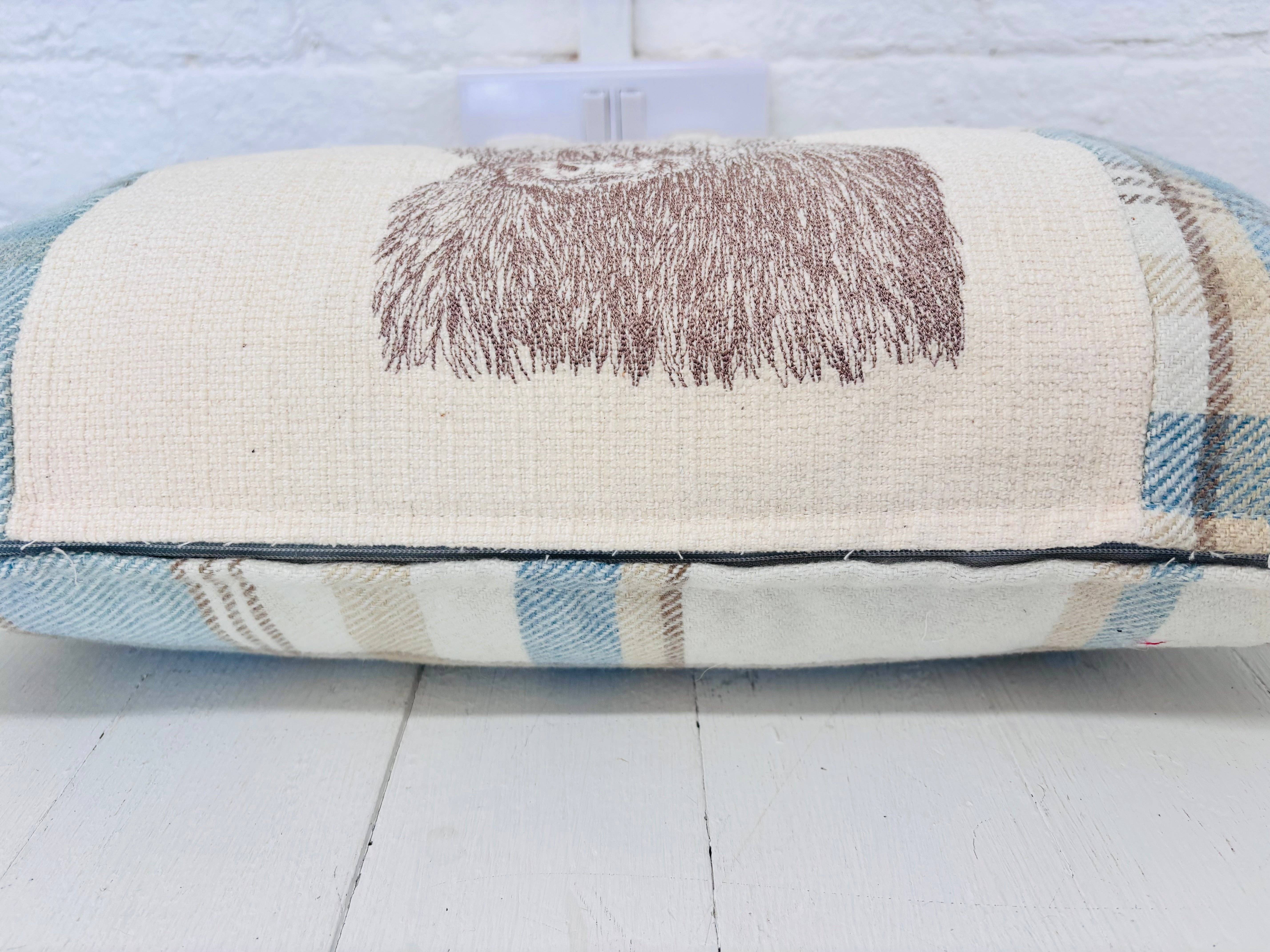 Lizzie Dixon Designs – wholesale Throw/decorative pillow – Highland Cow Cushion- Skye Blue wool Long Cushion3