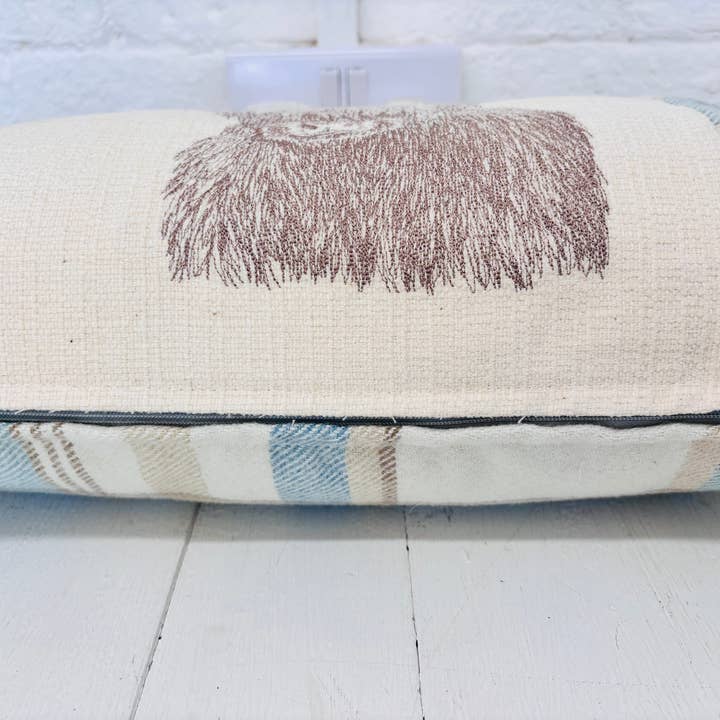 Lizzie Dixon Designs – wholesale Throw/decorative pillow – Highland Cow Cushion- Skye Blue wool Long Cushion3