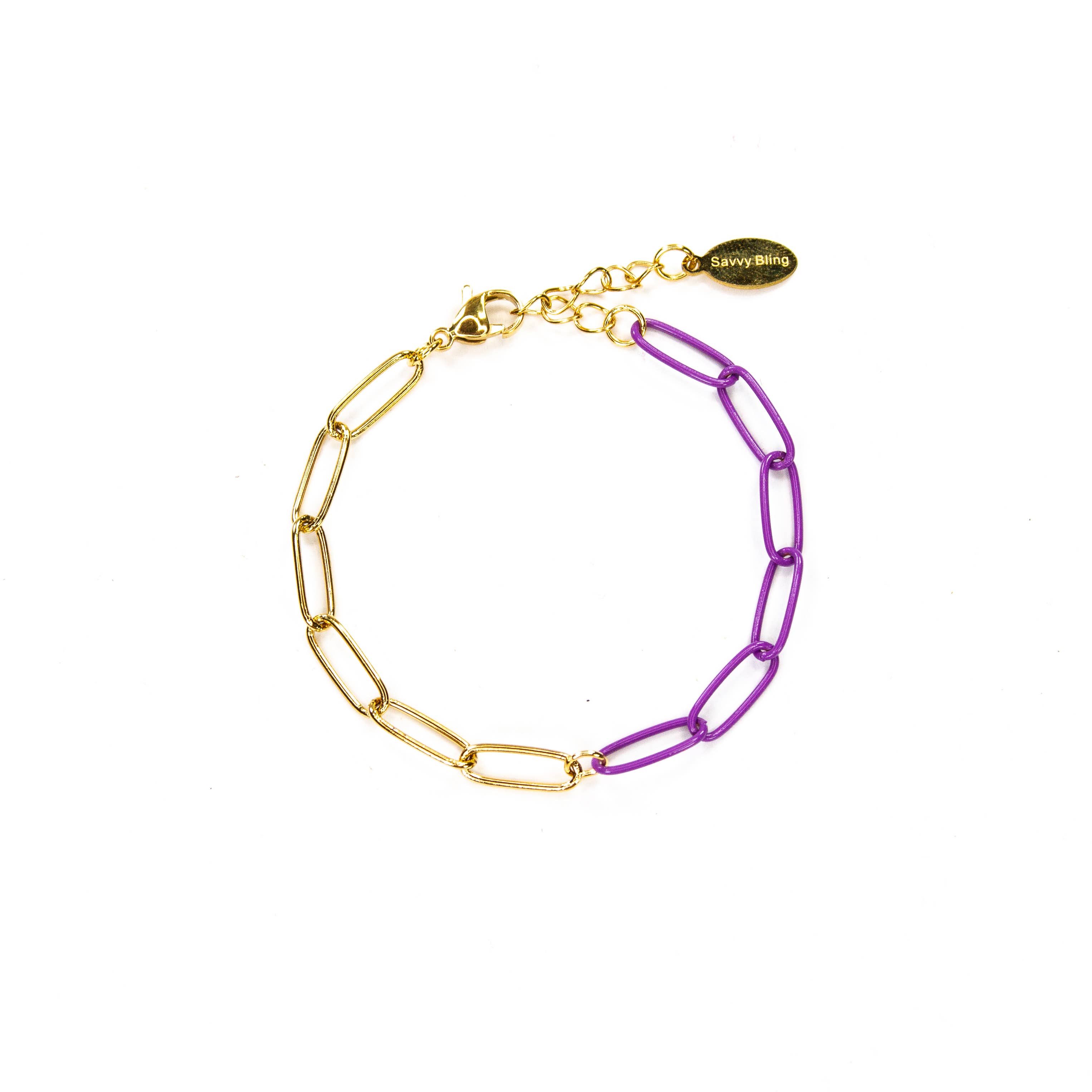 Savvy Bling - Wholesale Link & Chain Bracelet - Enamel 16+ Colors paperclip & Gold chain link bracelet3
